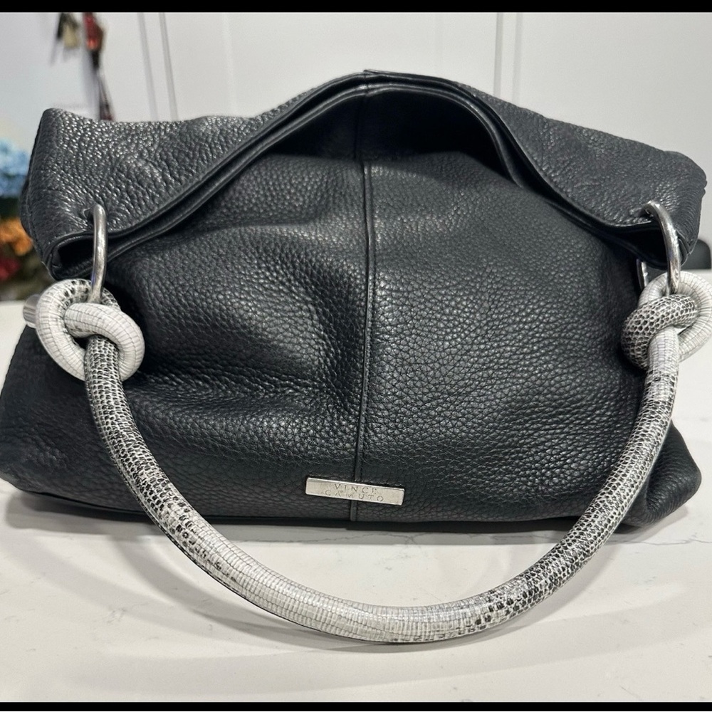 Vince Camuto Black Hobo Bag with Silver Accents